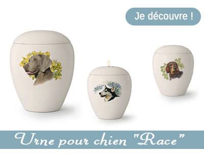 urnes funéraires animaux race, urne pour chien race