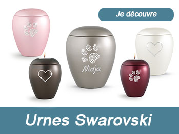 Urne pour animaux moderne et classique avec des éléments Swarovski disponible en différentes couleurs et tailles
