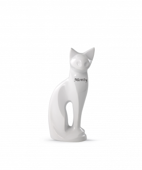 Metal Urn Sculpture Edition White Cat