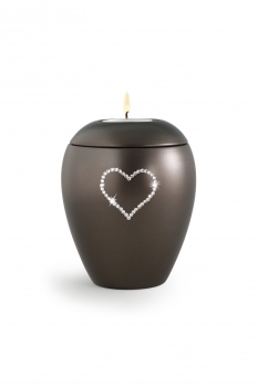 Urne animaux Edition Crystal Couleur: Chocolat avec un coeur
