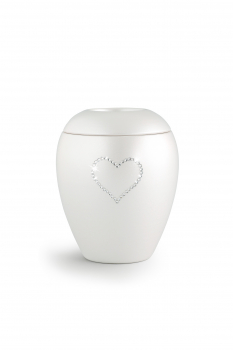 Urne animaux Edition Crystal Couleur: Blanc nacré avec un coeur