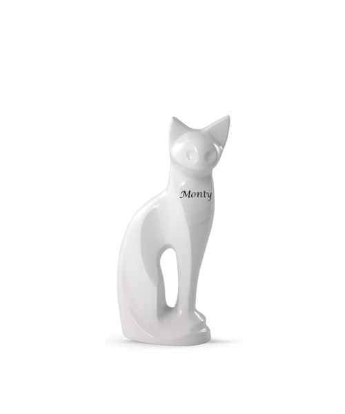 Metal Urn Sculpture Edition White Cat
