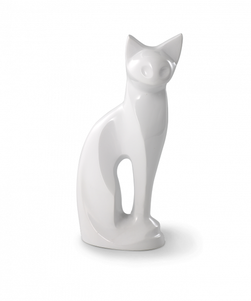 Urne Métal Edition Sculpture Chat blanc