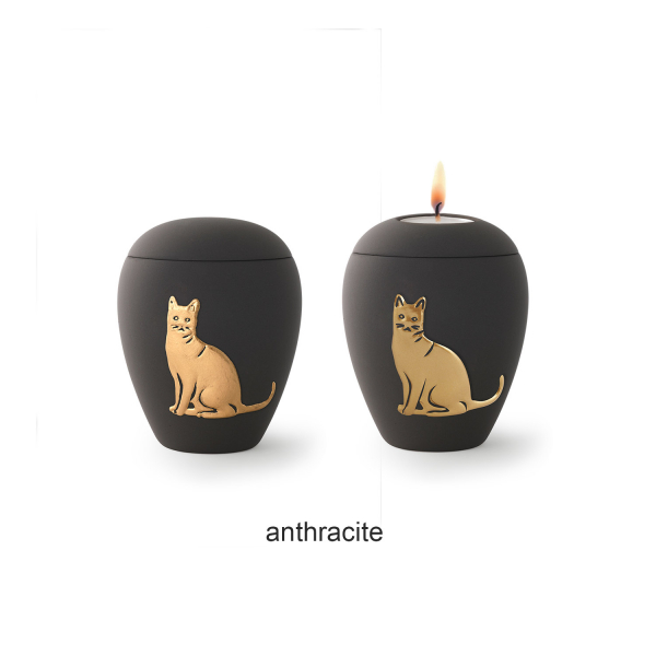 Urne animaux Edition San Marino avec un chat or en relief