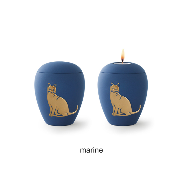 Urne animaux Edition San Marino avec un chat or en relief