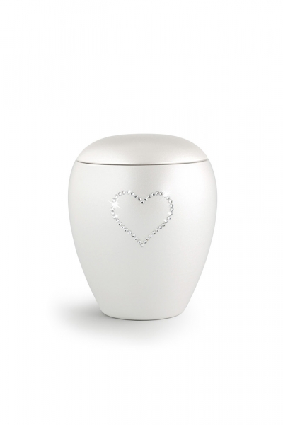 Edition Crystal - Urne animaux 2,8 ltr.  Couleur: Blanc narcé avec un coeur