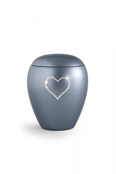 Edition Crystal - Urne animaux 2,8 ltr.  Couleur: Gris avec un coeur